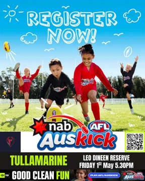 Get Ready for Auskick at Tullamarine Football Club! Register using the link or QR code