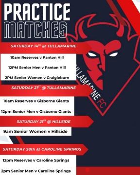 Upcoming Practice Matches